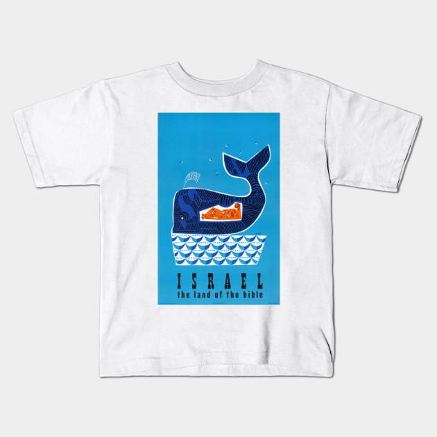 Vintage Travel Poster Israel Whale Kids T-Shirt by vintagetreasure